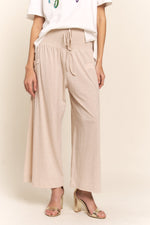 J.NNA Smocked Waist Boho Wide Leg Pants with Pockets