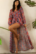 PRINT MAXI DRESS WITH SHORT PANTS