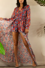 PRINT MAXI DRESS WITH SHORT PANTS