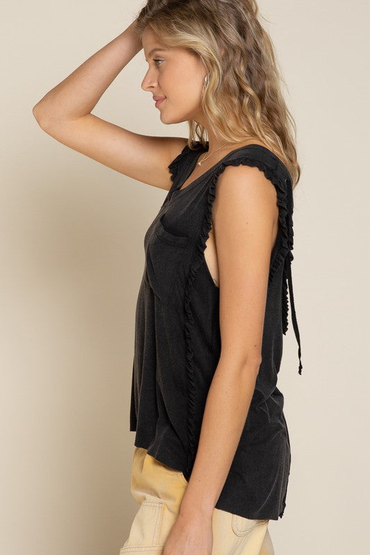 Criss cross Lace up Open Back Tank Top