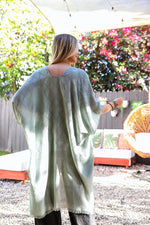 Diamond Embroidered Frayed Edge Kimono