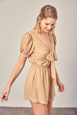 DEEP V NECK FRONT TIE ROMPER