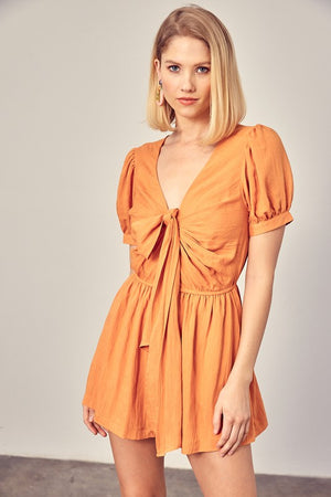 DEEP V NECK FRONT TIE ROMPER