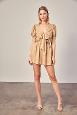 DEEP V NECK FRONT TIE ROMPER