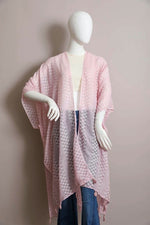 Pom Trimmed Jacquard Kimono