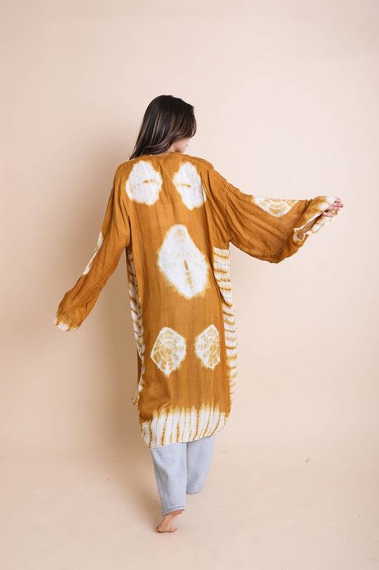 Tie Dye Longline Kimono with Full Sleeves