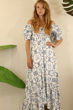 FLOWER OFF SHOULDER MAXI DRESS