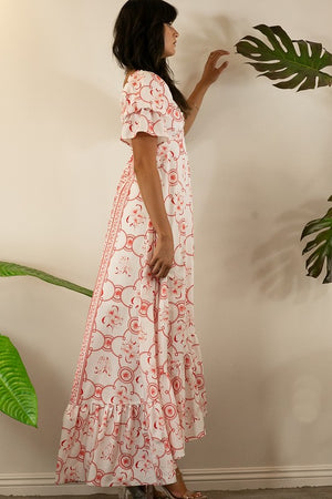 FLOWER OFF SHOULDER MAXI DRESS