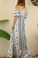 FLOWER OFF SHOULDER MAXI DRESS