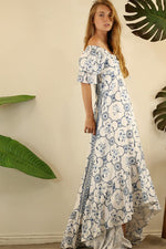 FLOWER OFF SHOULDER MAXI DRESS