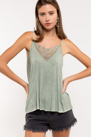 V camisole Tank with Lace on Front