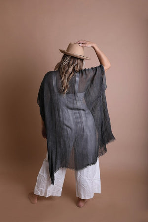 Pencil Stripe Lurex Trim Kimono