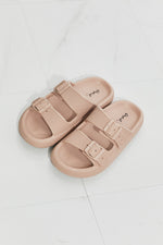 Qupid Comfy Casual Rubber Slide Sandal in Dust Storm