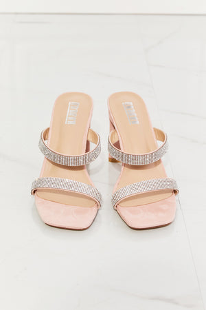 MMShoes Leave A Little Sparkle Rhinestone Block Heel Sandal in Pink