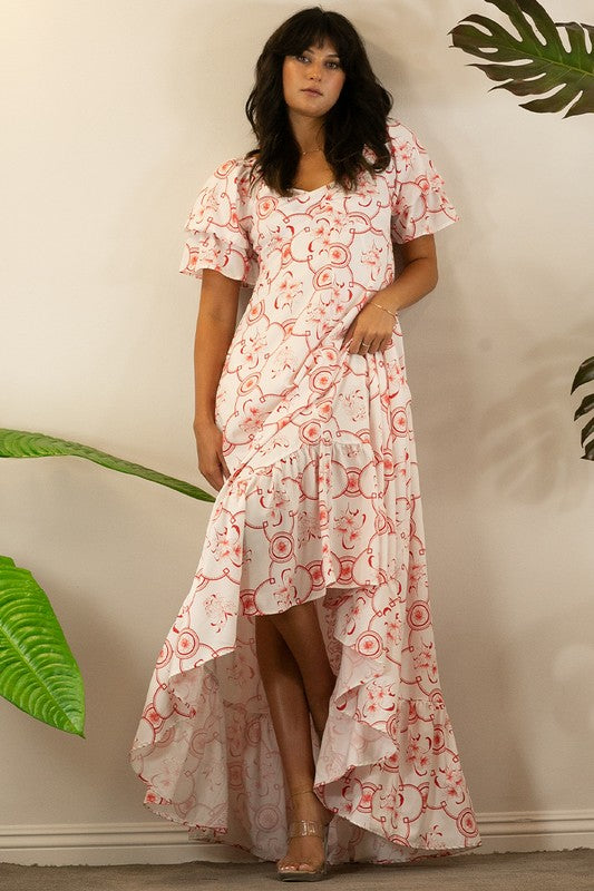 FLOWER OFF SHOULDER MAXI DRESS