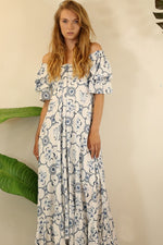 FLOWER OFF SHOULDER MAXI DRESS