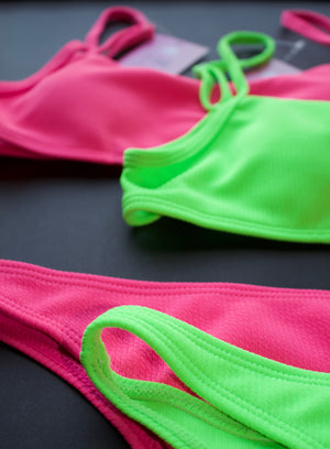 Neon Pink Ribbed Bikini Set