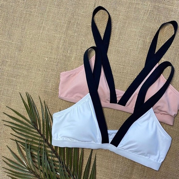 Black & White V-Neck Bikini Set